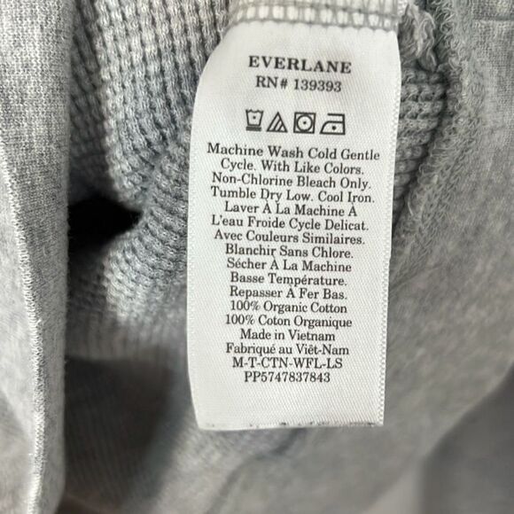 EVERLANE Organic Cotton Men’s Long Sleeve Waffle Knit Crewneck Medium Grey - Picture 7 of 12